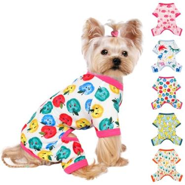 Imagem de Pijama para cães, tamanho extra pequeno, para meninos e meninas, de algodão, elástico, roupas para cachorros, fêmeas, masculinas, primavera, verão, cachorrinho (maçã vermelha, PP)