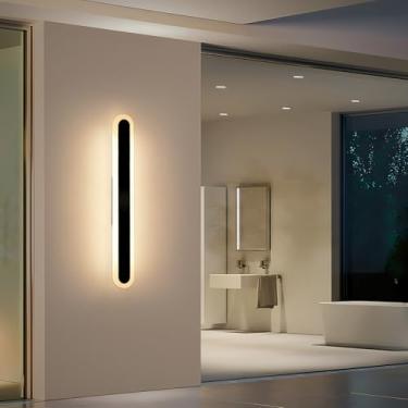 Imagem de Mikeru Luzes Ovais De 23,6 Polegadas Para Varanda E Pátio, Externas 3000K Casa, Luminárias À Prova D'Água Ip65, Arandelas Acrílico Modernas, Instalação Com Fiação Fixa Proch