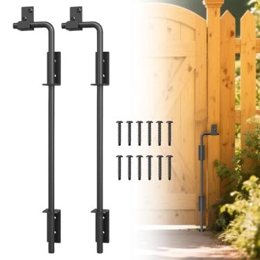 Imagem de URDOGSL Parafusos de bengala resistentes de 91 cm para portões com haste suspensa de hardware quadrada atualizada com acabamento preto para portões de cercas de vinil de PVC de madeira, portas duplas