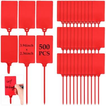 Imagem de Chunful 500 etiquetas de plástico para envio em branco, etiquetas de plástico à prova d'água, etiquetas graváveis com alça de vedação, grande logística, uso logístico, gravata, etiqueta grande, laço