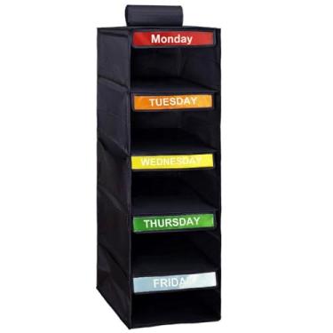 Imagem de Sobre o organizador da porta Organizador de roupas adequadas para crianças Organizador de vestidos com luvas Armazenamento de guarda-roupa adequado para roupas Suéteres (Preto)