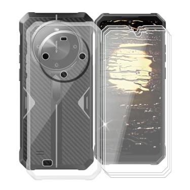 Imagem de KJYFOANI Capa Fossibot F105 + pacote com 3 protetores de tela de vidro temperado, capa protetora de silicone macio transparente, capa traseira ultrafina antiqueda para Fossibot F105 (6,7 polegadas