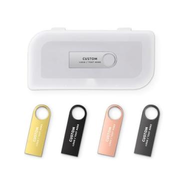 Imagem de Pen drive USB de metal personalizado, pacote com 100 unidades de polegar personalizadas USB 2.0, pen drive, ideal para negócios, educação, corporações, fotografia e estúdios de música (16 GB, com