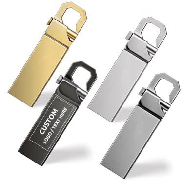 Imagem de Pen drive USB personalizado, pacote com 50 canetas de metal personalizadas USB 2.0, pen drive com gancho, ideal para presentes corporativos, eventos de negócios e brindes promocionais (32 GB, sem