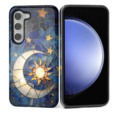 Imagem de Kapadiy Capa para Samsung Galaxy S24 FE [Design Noite de Vidro com Estrelas da Lua] - Proteção Dupla Híbrida (Silicone + PC Rígido) Capa Protetora à Prova de Choque para Homens e Mulheres