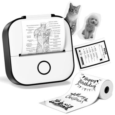Imagem de Ponek Mini impressora de adesivos – T02 Mini impressora de adesivos, cápsula de impressão com 1 rolo de papel, máquina térmica portátil de bolso para anotações, diagramas