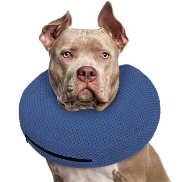 Imagem de Supet Coleira inflável de cone para cães pararem de lamber, coleira de donut para cães após cirurgia, cone macio para cães pequenos, médios e grandes