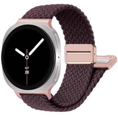 Imagem de BXUXOHS Pulseiras magnéticas de nylon para Samsung Galaxy Watch 8/Galaxy Watch 8 Classic; pulseira esportiva de tecido elástico trançado sem lacunas para Galaxy Watch 8/8 Classic de 40 mm, 44 mm, 46