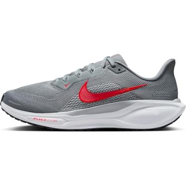 Imagem de Nike Pegasus 41 Tênis de corrida masculino (FD2722-013, cinza claro/cinza lobo/platina pura/carmesim brilhante), Cinza claro/carmesim brilhante/cinza lobo, 41