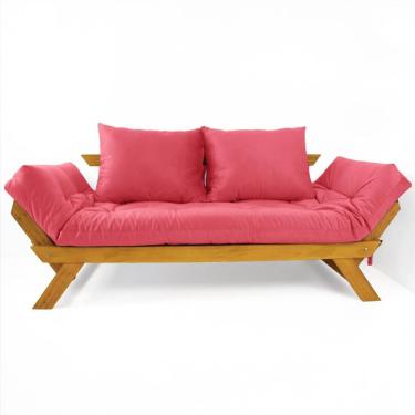 Imagem de Sofá Japão Futon Sarja Madeira Cor Mel - Goiaba