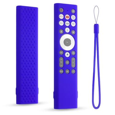 Imagem de DUOLAXMENG Capa de controle remoto para Hisense TV, capa de silicone com cordão, compatível com modelos ERF6A80, ERF6G80H, ERF6F80H, à prova de choque (azul)