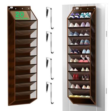 Imagem de Kotkn Sapateira para pendurar com 10 níveis – Suporte resistente para pendurar atrás da porta, tecido Oxford resistente, mais de 20 pares de armário de sapatos sobre a porta para botas e tênis