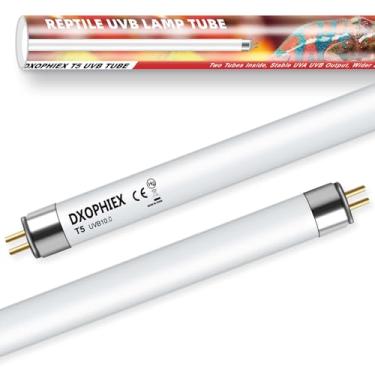 Imagem de DXOPHIEX Lâmpada de réptil UVB 10.0 T5 Pacote com 2 lâmpadas de répteis de 24W, lâmpada UVA UVB para dragão barbudo, camaleão, tartarugas, lagartos e tartarugas