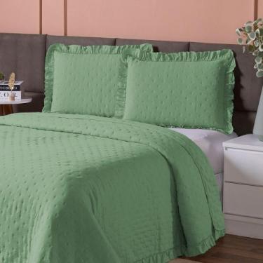 Imagem de Kit Colcha Cobre Leito 3 Peças King Size 200 Fios Dupla Face Com Porta