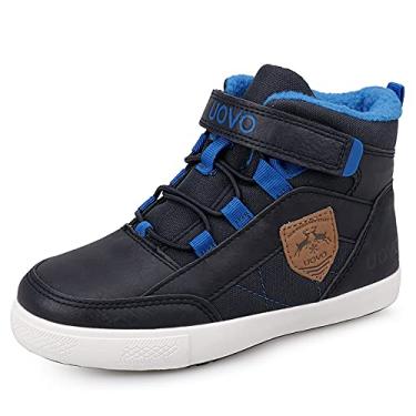 Imagem de UOVO Botas de inverno para meninos, botas de neve, para crianças, à prova d'água, tênis de inverno para uso ao ar livre, cano alto, antiderrapante, Azul marinho, 11 Little Kid