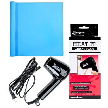 Imagem de Pistola de calor para artesanato e tapete de artesanato de silicone - Pacote de ferramentas de artesanato - Mini pistola de calor para artesanato, relevo, remoção de bolhas de resina, tapete de