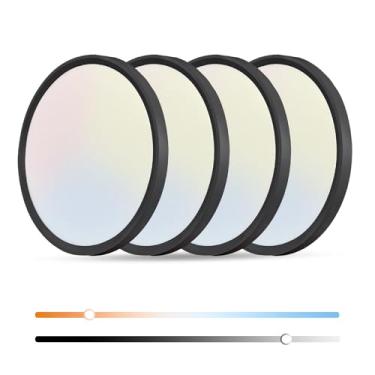 Imagem de OFFIY 4PK Luz de teto LED regulável de 15,8 polegadas, montagem embutida, 34W, 3060LM, 3000K/3500K/4000K/5000K/6500K CCT, luz de tela plana redonda superfina de 2,5 cm para corredor, cozinha, etc