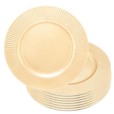 Imagem de Jogo 8 Sousplat de Mesa Redondo Primer Dourado Plástico Lyor 33cm