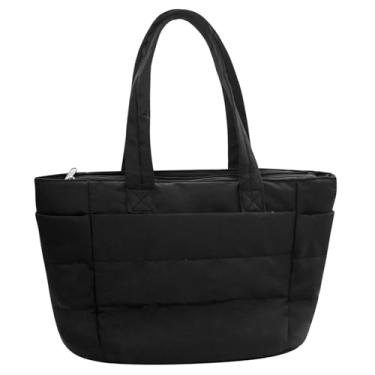 Imagem de Long Keeper Bolsa feminina acolchoada com zíper para viagem, trabalho, academia, Preto, One Size