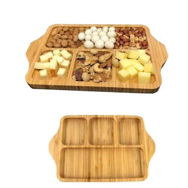 Imagem de 2un Petisqueira tábua retangular bambu 27 x 17cm 4 divisões - clink
