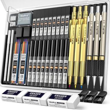 Imagem de Conjunto de lápis mecânicos Art Nicpro 35PCS com suporte de chumbo