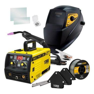 Imagem de Maquina Solda Mig 140a S/gás 3em1 Tig Eletrodo Mascara Bivol - Amarelo