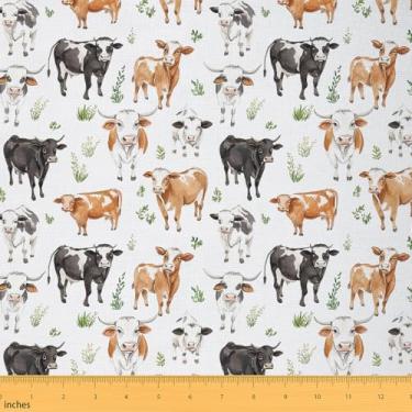 Imagem de Tecido de vaca leiteira da The Yard 1 jarda Kids Farmhouse para casa projeto faça você mesmo meninos meninas adolescentes tecido estofado animal para cadeiras decoração de quarto de microfibra macia