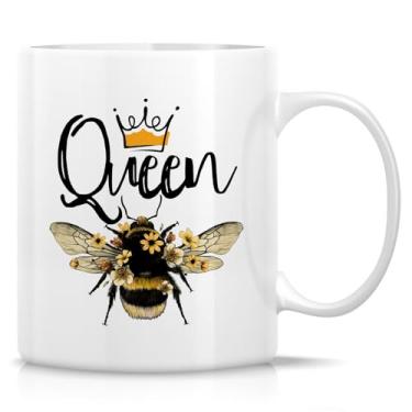 Imagem de Retreez Caneca engraçada de abelha rainha - xícara de café ou chá de cerâmica de 325 ml - Presente hilário para amantes de abelhas, apicultor, entusiasta de abelha rainha - aniversário, dia das mães