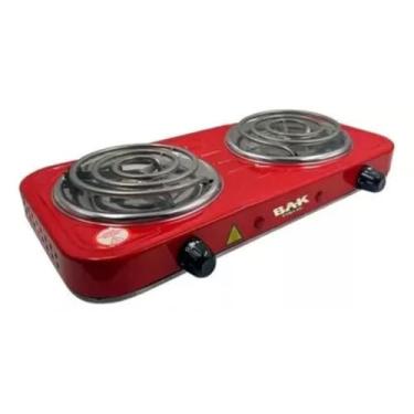 Imagem de Fogareiro Eletrico 220v Cooktop Camping 2 Bocas 2000w BAK BK-FCE708-220 Vermelho