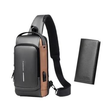 Imagem de Bolsa De Peito Masculina Antirroubo À Prova D'água Com Carregamento US