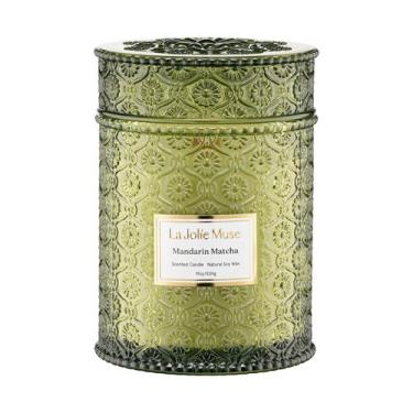 Imagem de Vela LA JOLIE MUSE Mandarim Matcha perfumada 539g Wood Wick