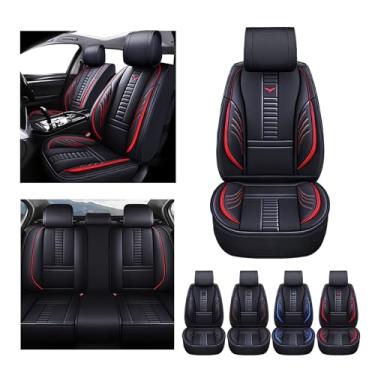 Imagem de Niscarda Capas de assento de caminhonete F-250, protetores de assento personalizados para Ford F250 F 250 2014 proteção 3D de couro sintético à prova d'água (conjunto completo/preto-vermelho)