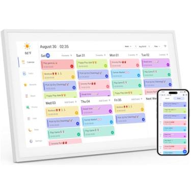 Imagem de Calendário digital de 53 cm, planejador digital inteligente e tabela de tarefas, tela sensível ao toque IPS FHD 1920 x 1080 para horários familiares – compartilhe fotos/vídeos pelo aplicativo