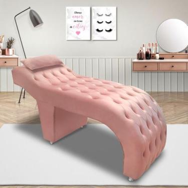 Imagem de Maca Estética Capitonê Cílios Sobrancelha Veludo Rosê - Belíssima Deco