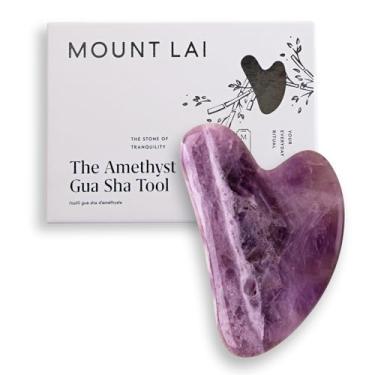 Imagem de Mount Lai Ametista Gua Sha Ferramenta Facial – A Pedra da Clareza Interior – Ferramenta de Escultura Facial de Pedra Ametista 100% Genuína para Drenagem Linfática, Redução de Inchaço e Brilho
