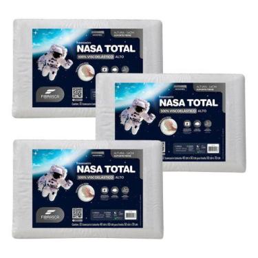 Imagem de Kit de 3 Travesseiros Nasa Total Viscoelástico Alto - Fibrasca