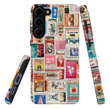 Imagem de DJSOK Compatível com Samsung Galaxy S23, PC fosco antiarranhões à prova de choque - Colagem retrô Matchbox