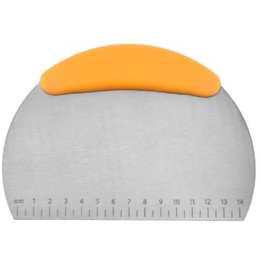 Imagem de Cortador Pizza Manual Espatula Misturador Massas Paes Tortas Verdura Em Inox Com Regua Medidas