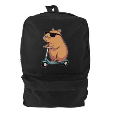 Imagem de Mochila Bolsa Unissex Basica Escolar Estampado Capivara Patinete Tamanho:Único;Cor:;Genero:Homem-Masculino