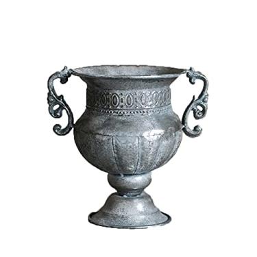 Imagem de CUTPOIY Vaso de prata vintage, decoração de sala de estar varanda corredor tamanho do vaso de metal: 15 * 20 cm (15 * 20 cm)