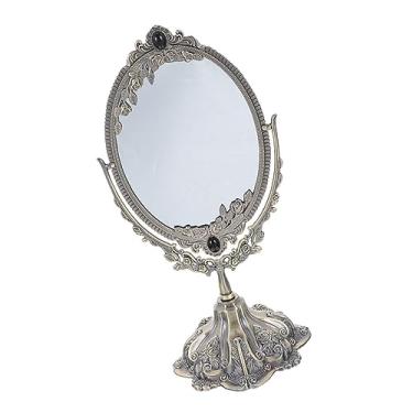 Imagem de TLTDSMY Espelhos de maquiagem retrô espelho de maquiagem princesa elipse espelho de vidro Miss espelho de mesa