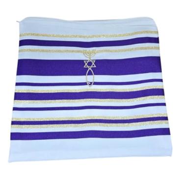 Imagem de Bethlehem Gifts TM autêntico messiânico judaico cristão talit oração de Israel (roxo, regular)