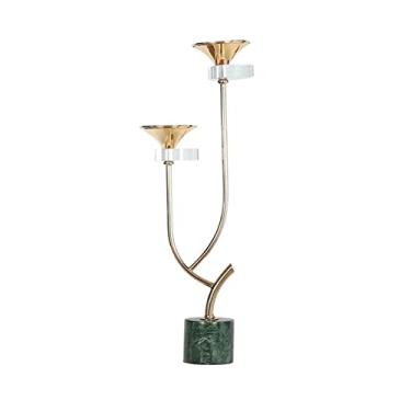 Imagem de Centro de Mesa Luz de luxo ferro castiçal decorativo base mármore à luz velas adereços jantar varanda sala estar ornamentos decorativos para Jantar(Pequeno)