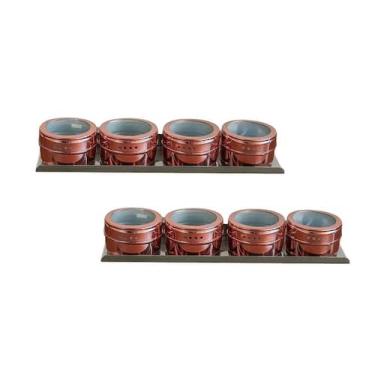 Imagem de Kit 8 Porta Temperos Condimento Magnetico Colorido Inox Imã - Wellmix,