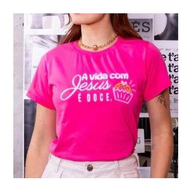 Imagem de Blusa Feminina Algodão TShirt Camiseta Premium a vida com jesus - loja
