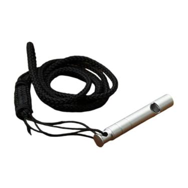 Imagem de UGPLM Apito de emergência com cordão, portátil, leve, de metal, alto, de sobrevivência, segurança, para caminhadas, camping, montanhismo