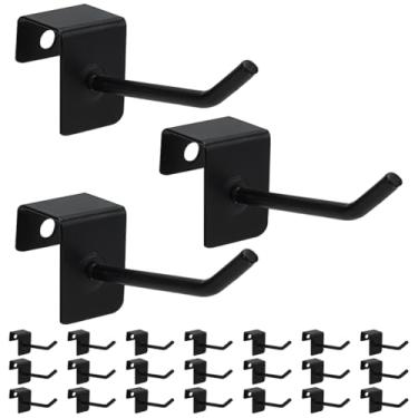 Imagem de GOMAKERER 30 peças de gancho de painel de metal pequeno, ganchos de painel de parede de grade, ganchos de metal para pendurar cabides pretos de grau comercial, acessórios para loja de garagem