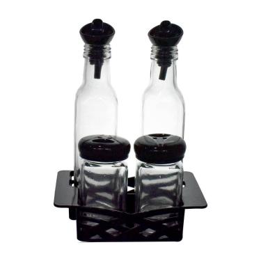 Imagem de Jogo Galheteiro De Vidro E Porta Tempero 4Peças Casambiente