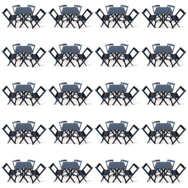 Imagem de Kit De 20 Conjuntos De Mesa Dobrável 60x60 Com 4 Cadeiras Preto