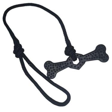 Imagem de Brinquedo Mordedor Osso Sextavado Preto Corda Cachorro Pet - Jaraguá P